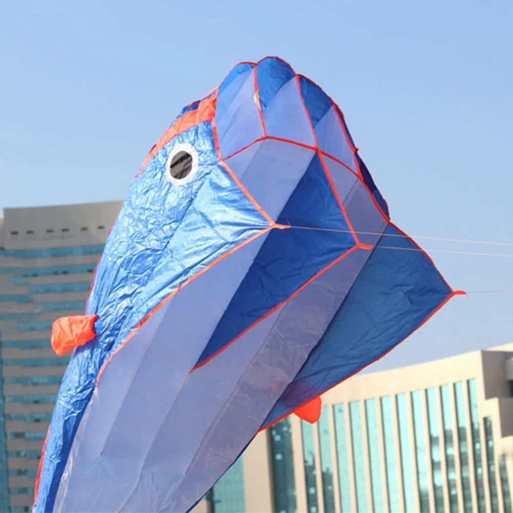 

3D Huge Soft Parafoil Big Dolphin Blue Kite + 30M Handle Line Outdoor Sport Easy to Fly Frameless Blue Outdoor Sports