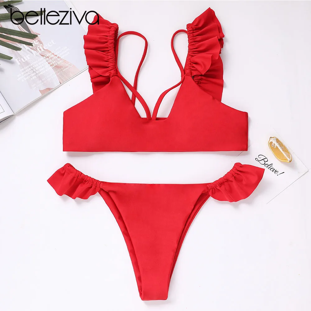 Belleziva Women Solid Color Bikini Set Ruffle Swimsuit Brazilian Bikini Set Lace Swimwear Vintage Bathing Suit Biquinis Femme
Belleziva Women Solid Color Bikini Set Ruffle Swimsuit Brazilian Bikini Set Lace Swimwear Vintage Bathing Suit Biquinis Femme