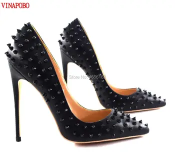 black matte women high heel shoes rivets brand wedding shoes genuine leather high heel shoes thin heel pointed toe Studded Shoes
black matte women high heel shoes rivets brand wedding shoes genuine leather high heel shoes thin heel pointed toe Studded Shoes