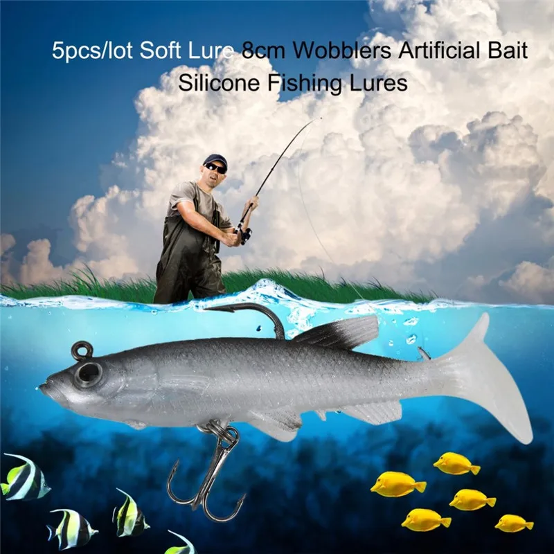 5pcs/lot Soft Fishing Lure 8cm 14g Wobblers Artificial Bait Silicone Fishing Lures Sea Bass Carp Fishing Lead Fish Jig
5pcs/lot Soft Fishing Lure 8cm 14g Wobblers Artificial Bait Silicone Fishing Lures Sea Bass Carp Fishing Lead Fish Jig