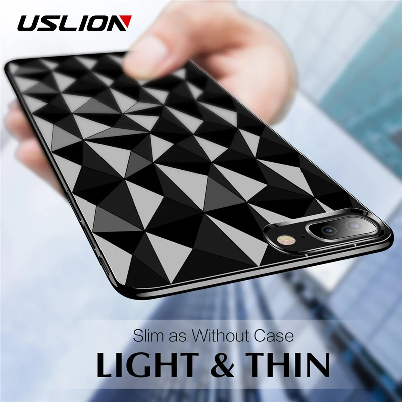 USLION Clear Soft tpu Case For iPhone XS Max Xr X Diamond Texture Phone for 6 6s 7 8 Plus Luxury Ultra Thin Coque |