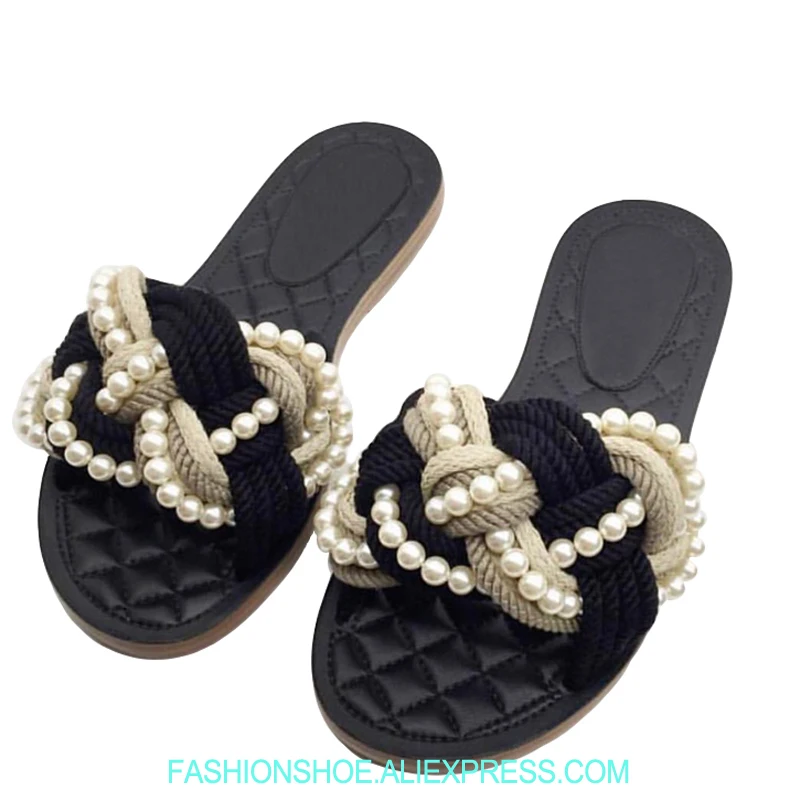 Fashion 2019 Pearl Beading Rope Women Slippers Sweet Summer Sandals Women Casual Flats Slip On Outside Slides Sandalias Mujer
Fashion 2019 Pearl Beading Rope Women Slippers Sweet Summer Sandals Women Casual Flats Slip On Outside Slides Sandalias Mujer