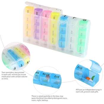Pill Organizer With Push Button One Week Colorful MORN/NOON/EVE/BED Pill Organizer Storage Box For Patients
Pill Organizer With Push Button One Week Colorful MORN/NOON/EVE/BED Pill Organizer Storage Box For Patients