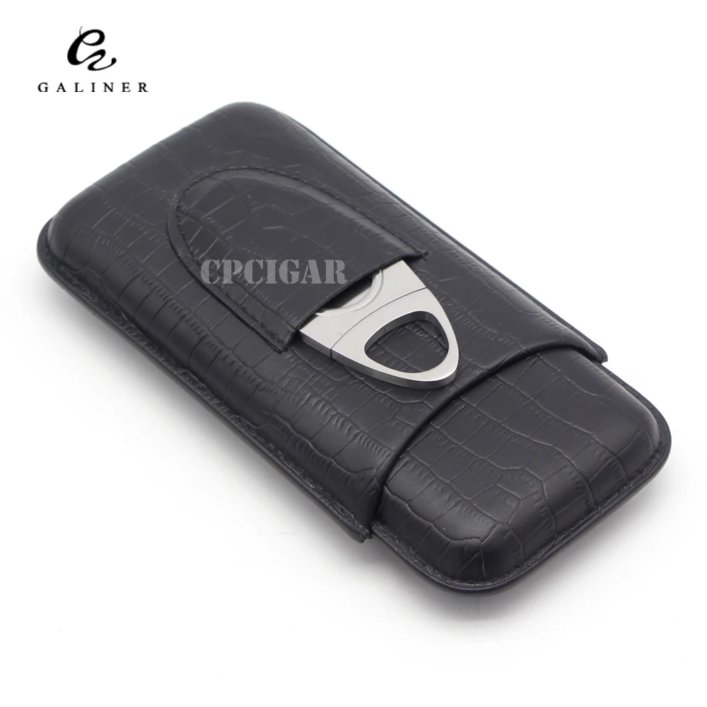 GALINER Portable Crocodile Embossed Grain Pattern Real Leather Cigar Case Holder 3 Tubes Mini Travel Humidor w/ Cigar Cutter
GALINER Portable Crocodile Embossed Grain Pattern Real Leather Cigar Case Holder 3 Tubes Mini Travel Humidor w/ Cigar Cutter