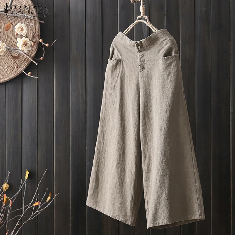 2019 ZANZEA Summer Wide Leg Pants Women Vintage Solid Trousers Casual Loose Pockets Cotton Pantalon Femme Streetwear Plus Size
2019 ZANZEA Summer Wide Leg Pants Women Vintage Solid Trousers Casual Loose Pockets Cotton Pantalon Femme Streetwear Plus Size