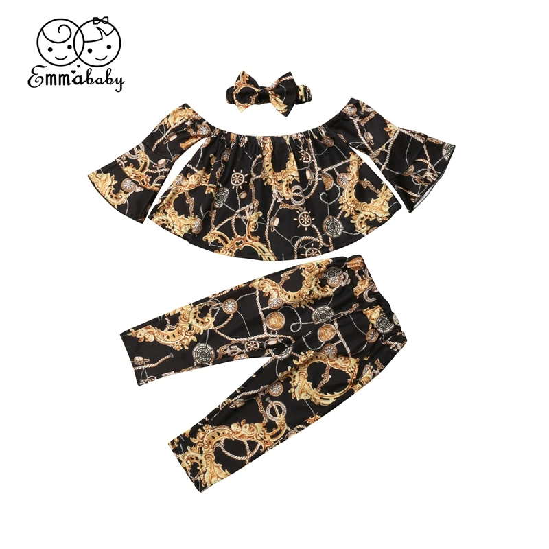 3Pcs Stylish Kids Baby Girls Headband Off Shoulder Ruffles Tops Gold Dragon Leggings Boutique Outfits Set Age 2-7 Year
3Pcs Stylish Kids Baby Girls Headband Off Shoulder Ruffles Tops Gold Dragon Leggings Boutique Outfits Set Age 2-7 Year