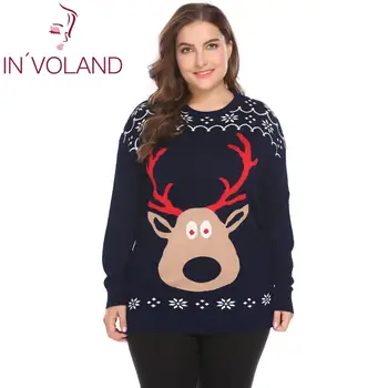 IN'VOLAND Large Size Women Sweater Chirstmas O-Neck Long Sleeve Thin Knit Sweater Plus Size Women Deer Printed Pullovers Tops
IN'VOLAND Large Size Women Sweater Chirstmas O-Neck Long Sleeve Thin Knit Sweater Plus Size Women Deer Printed Pullovers Tops
