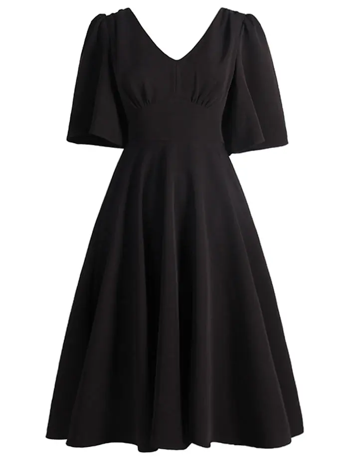 Sovalro Women Spring Summer Solid Midi Dress Casual Elegant V-Neck 50s Vintage Party Dress Retro Rockabilly Cocktail Vestidos
Sovalro Women Spring Summer Solid Midi Dress Casual Elegant V-Neck 50s Vintage Party Dress Retro Rockabilly Cocktail Vestidos