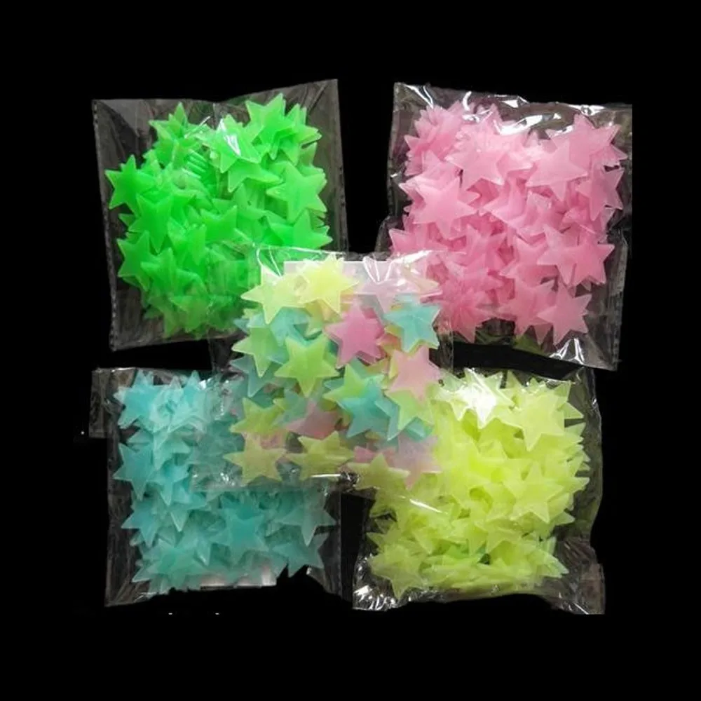 

3cm Stars Luminous Patch 100pcs Fluorescent PP Plastic Star Wall Sticker