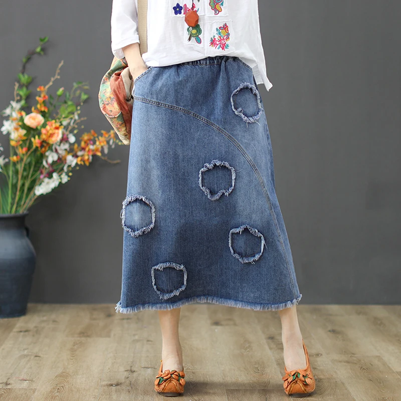 Women Skirt Cotton Denim Empire Waist Pockets A-Line Solid Mid-Calf Length Casual Spring Summer 2019
Women Skirt Cotton Denim Empire Waist Pockets A-Line Solid Mid-Calf Length Casual Spring Summer 2019