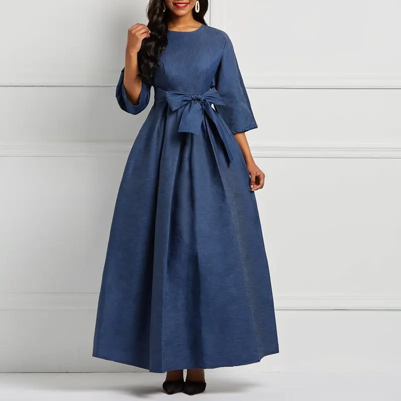 Office Lady Vintage Elegant Party Hot 2019 Women Long Dresses Casual Denim Retro Plain Lace Up Bow Preppy Female Blue Maxi Dress
Office Lady Vintage Elegant Party Hot 2019 Women Long Dresses Casual Denim Retro Plain Lace Up Bow Preppy Female Blue Maxi Dress