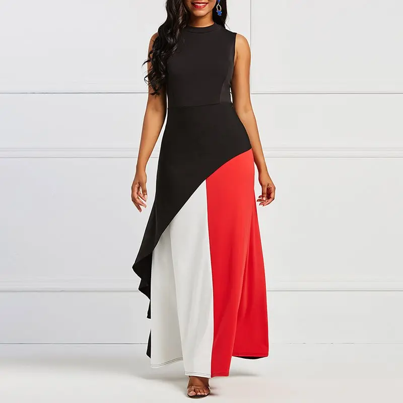 Summer Maxi Dress Women Color Block Fashion Patchwork Ruffle Elegant Evening Sleeveless Sexy Robe Party Big Swing Long Dresses
Summer Maxi Dress Women Color Block Fashion Patchwork Ruffle Elegant Evening Sleeveless Sexy Robe Party Big Swing Long Dresses