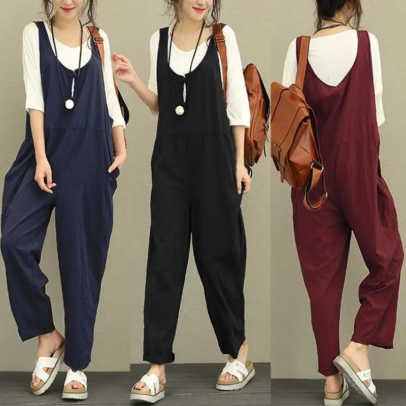 Celmia Women Retro Cotton Linen Jumpsuits 2019 Summer Plus Size Bib Rompers Casual Sleeveless Buttons Loose Playsuits Overalls
Celmia Women Retro Cotton Linen Jumpsuits 2019 Summer Plus Size Bib Rompers Casual Sleeveless Buttons Loose Playsuits Overalls