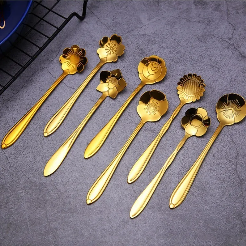 Stainless Steel Bright Gold Color Teaspoon Coffee Soup Dessert Mixing Spoon kinds Of Flower Design Drinking Tableware
Stainless Steel Bright Gold Color Teaspoon Coffee Soup Dessert Mixing Spoon kinds Of Flower Design Drinking Tableware