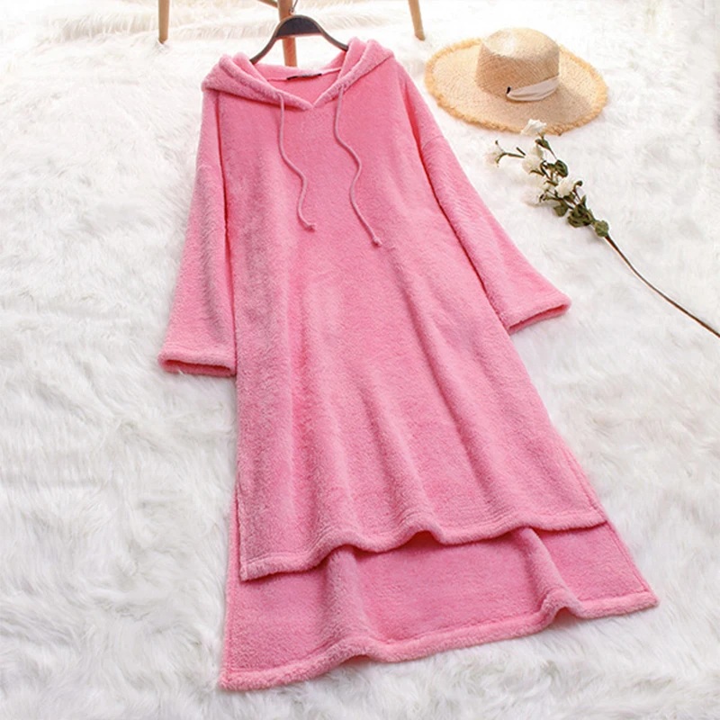 Fashion Fleece Hooded Long Vestidos Women Sweatshirt Dress Ladies Casual High Low Hem Party Pullover Female Oversized Robe Femme
Fashion Fleece Hooded Long Vestidos Women Sweatshirt Dress Ladies Casual High Low Hem Party Pullover Female Oversized Robe Femme