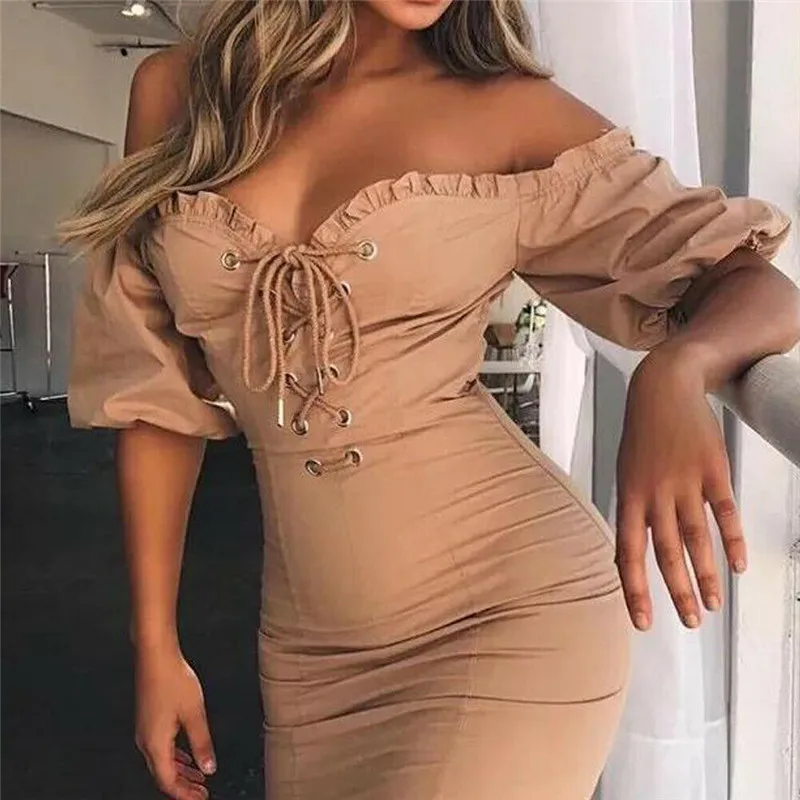 Off The Shoulder Bandage Mini Dress Women Clothing Fashion Summer Short Sleeve Lacing Up Bodycon Slim Dresses Casual Beachwear
Off The Shoulder Bandage Mini Dress Women Clothing Fashion Summer Short Sleeve Lacing Up Bodycon Slim Dresses Casual Beachwear