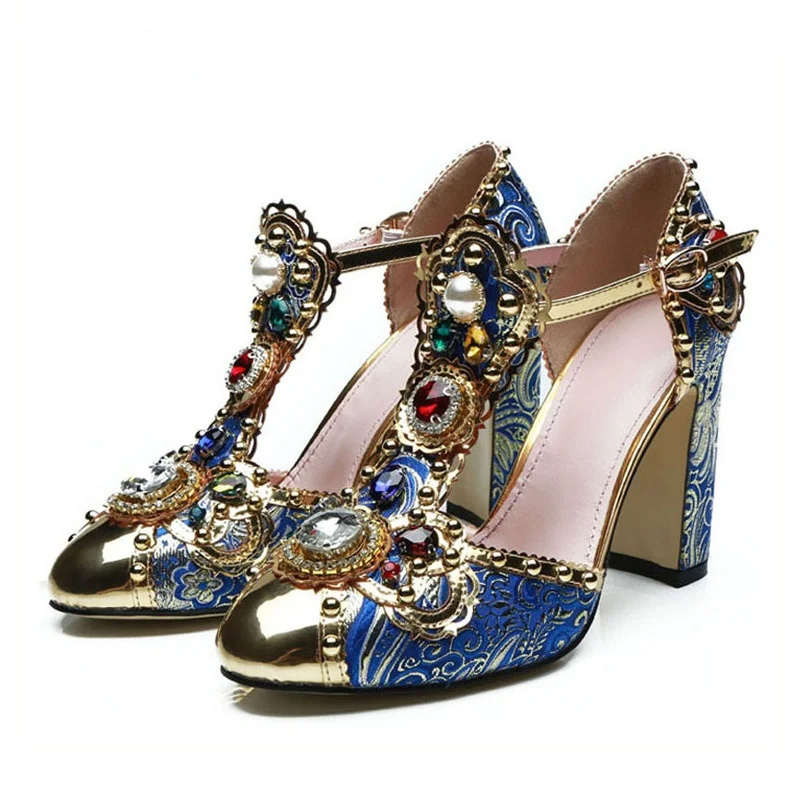 2019 Fashion Red Blue Gems Shoes Women Embroidery Flower Diamond Chunky High Heels Pumps Luxury Female Normal Dress Shoes
2019 Fashion Red Blue Gems Shoes Women Embroidery Flower Diamond Chunky High Heels Pumps Luxury Female Normal Dress Shoes
