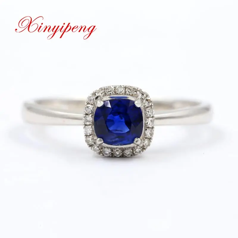 Xin yi peng fine jewelry real 18k white gold 100% natural square sapphire female rings with diamond for women fine ring AU750
Xin yi peng fine jewelry real 18k white gold 100% natural square sapphire female rings with diamond for women fine ring AU750