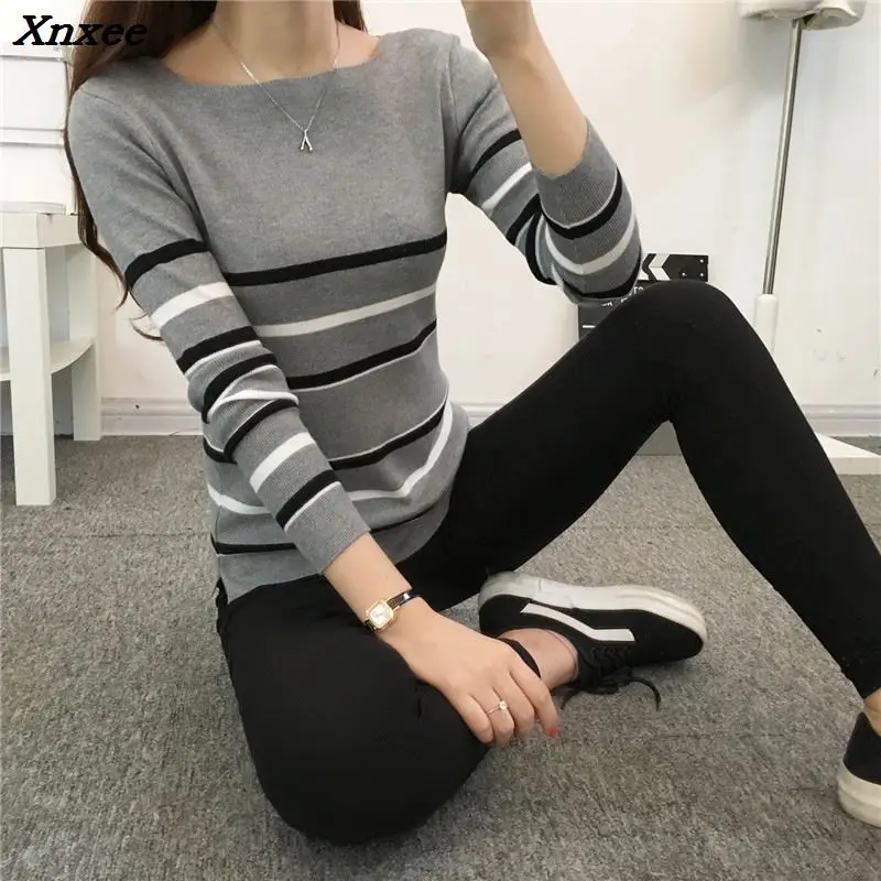 Осень 2018, новинка, женский полосатый свитер, рубашка с длинным рукавом, корейский женский студенческий свитер, женский свитер Xnxee
Осень 2018, новинка, женский полосатый свитер, рубашка с длинным рукавом, корейский женский студенческий свитер, женский свитер Xnxee