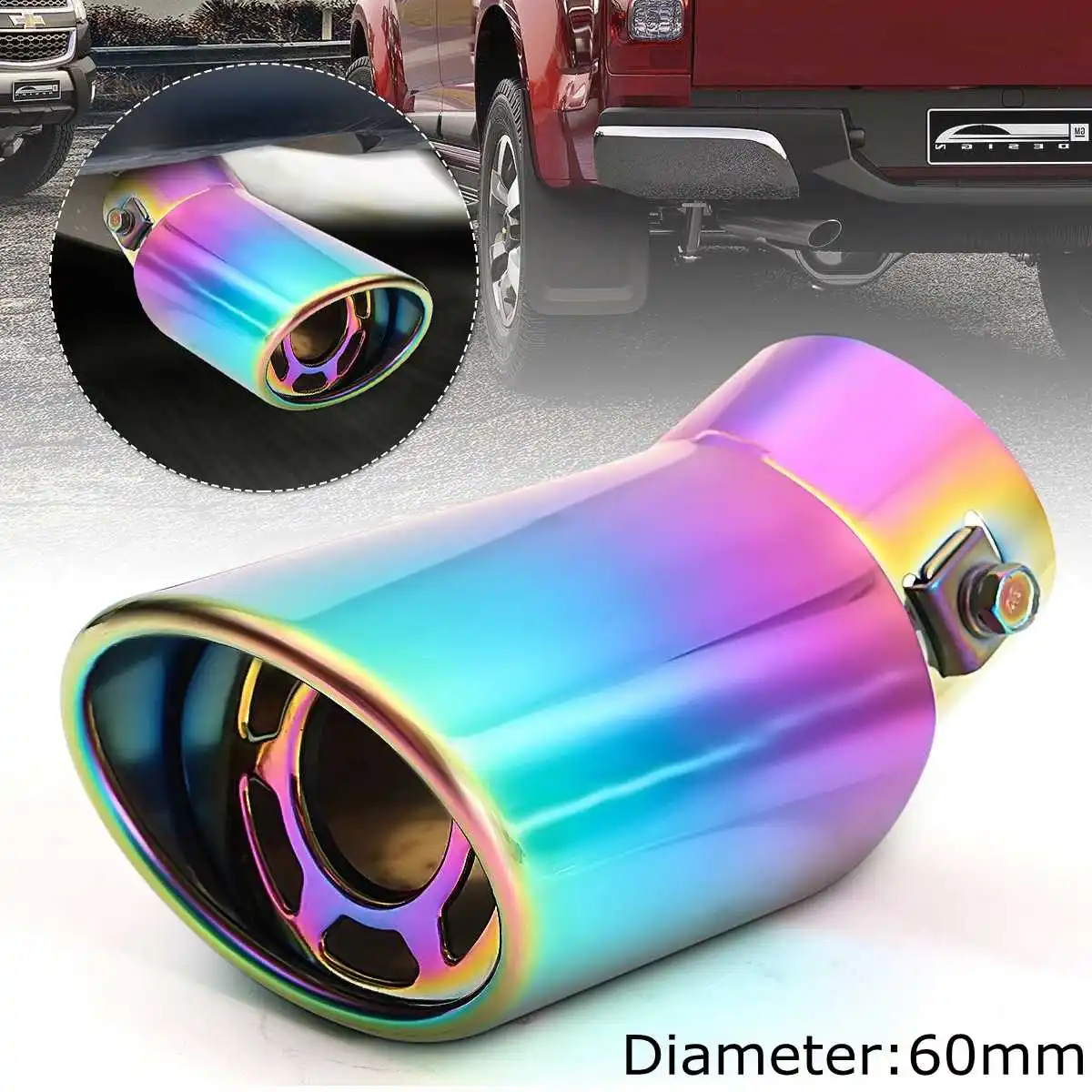 60mm Car Exhaust Muffler Stainless Steel Universal Curved Exhaust Full Color Auto Tailpipe Rear Muffler End Trim
60mm Car Exhaust Muffler Stainless Steel Universal Curved Exhaust Full Color Auto Tailpipe Rear Muffler End Trim