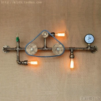 

Retro Industrial Vintage Wall Lamp With 3 Lights Dinning Room LED Edison Water Pipe Wall Light Fixtures Sconce Aplik