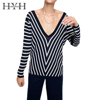 HYH HAOYIHUI Simple Commuter Front Back Large V-neck Top With Sexy Clavicle Twill Long-sleeved Sweater
HYH HAOYIHUI Simple Commuter Front Back Large V-neck Top With Sexy Clavicle Twill Long-sleeved Sweater