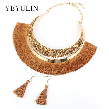 Colorful Tassel Choker Necklace Earrings Set For Woman Ethnic Bohemia Max Statement Choker Collar Jewelry
Colorful Tassel Choker Necklace Earrings Set For Woman Ethnic Bohemia Max Statement Choker Collar Jewelry