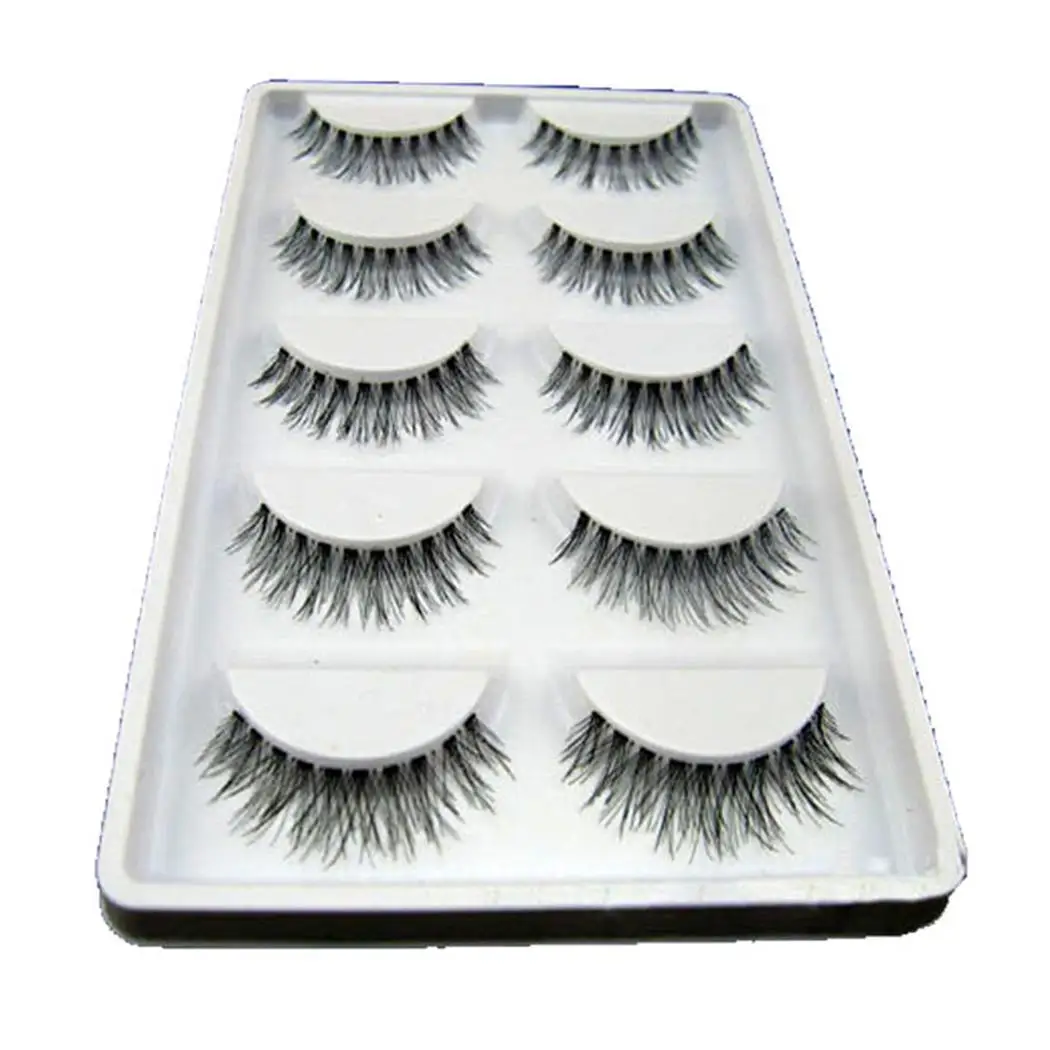 New Women Makeup Cosmetic Natural Densely Pack of (5 Pairs) Slender False Eye Lashes Long Eyelash Set Fashion | Красота и здоровье