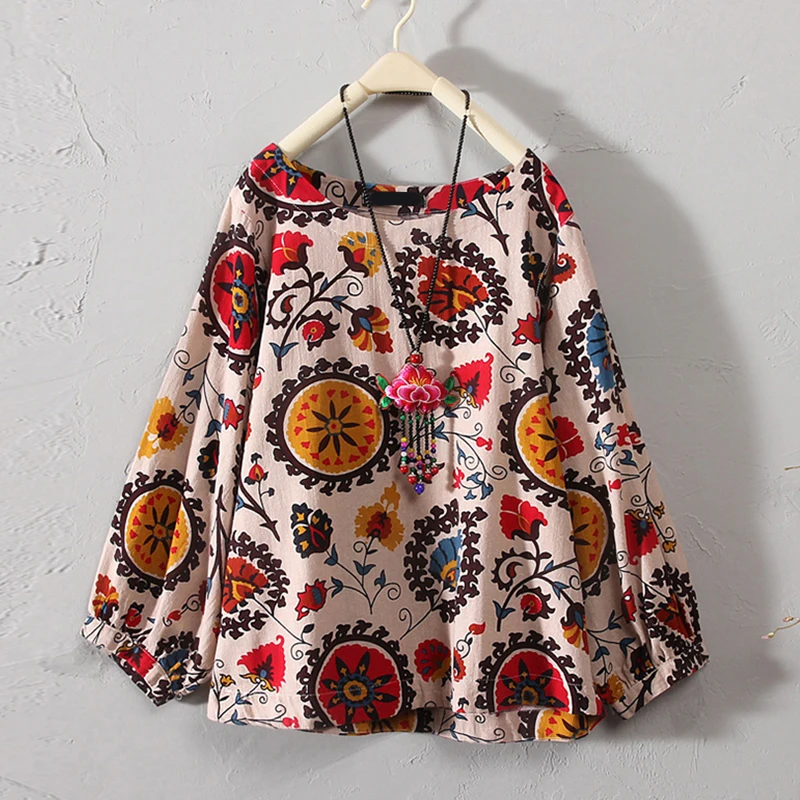 plus size boho Women blouse Vintage Long Sleeve Tops Casual Cotton linen Ethnic holiday Shirt Floral Print Blouses S~5XL camisa
plus size boho Women blouse Vintage Long Sleeve Tops Casual Cotton linen Ethnic holiday Shirt Floral Print Blouses S~5XL camisa