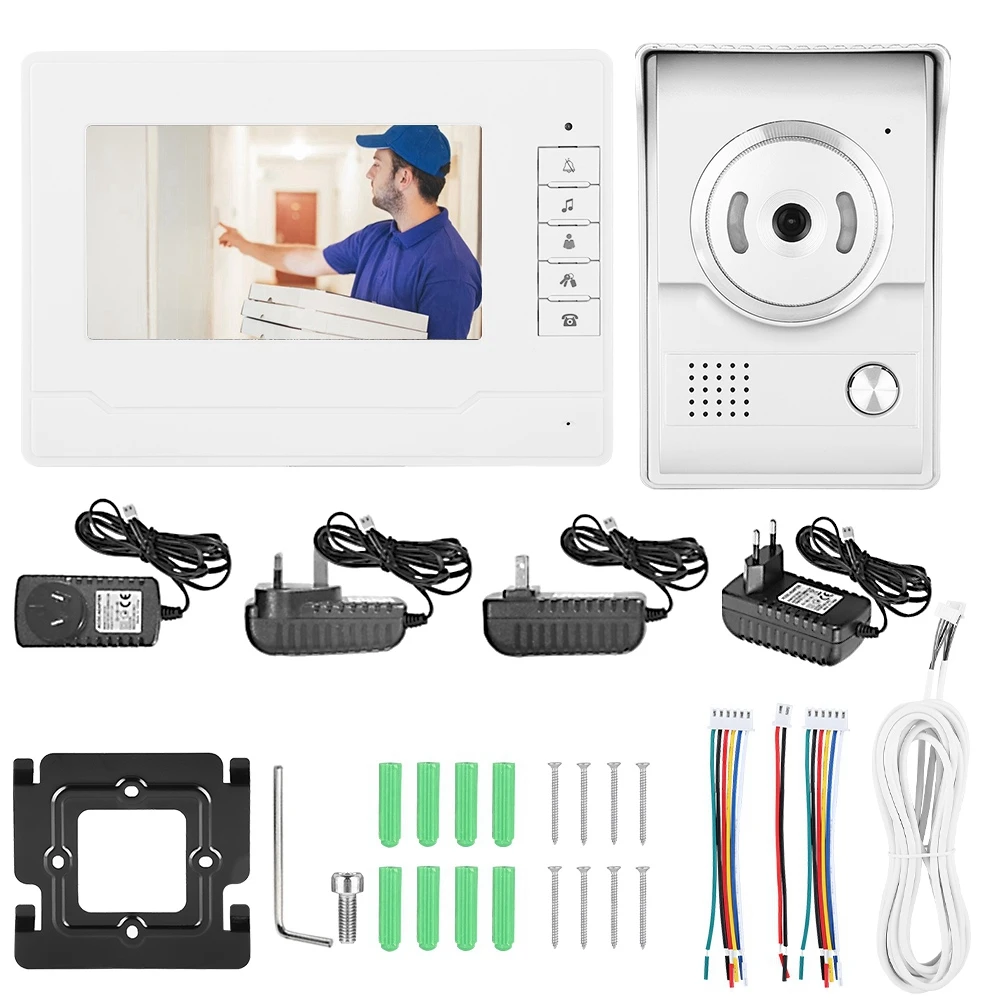 

Waterproof 7Inches TFT/LCD HD Wired Video Intercom Doorbell Infrared Night Vision Doorphone 2019