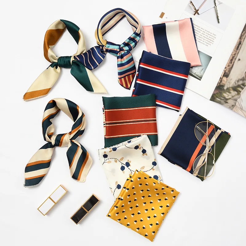 Women 50*50 Small Soft Hair Tie Band Decorative Multifunctional Head Scarf Multicolor Stripe Print Kerchief Neck Elegant Square
Women 50*50 Small Soft Hair Tie Band Decorative Multifunctional Head Scarf Multicolor Stripe Print Kerchief Neck Elegant Square