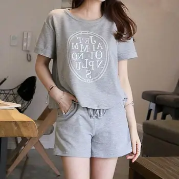 MISSKY Women Summer Pajama Sets Letter Printing Lovely Casual Large Size Sports Short Sleeve Home Suit Female Clothes
MISSKY Women Summer Pajama Sets Letter Printing Lovely Casual Large Size Sports Short Sleeve Home Suit Female Clothes