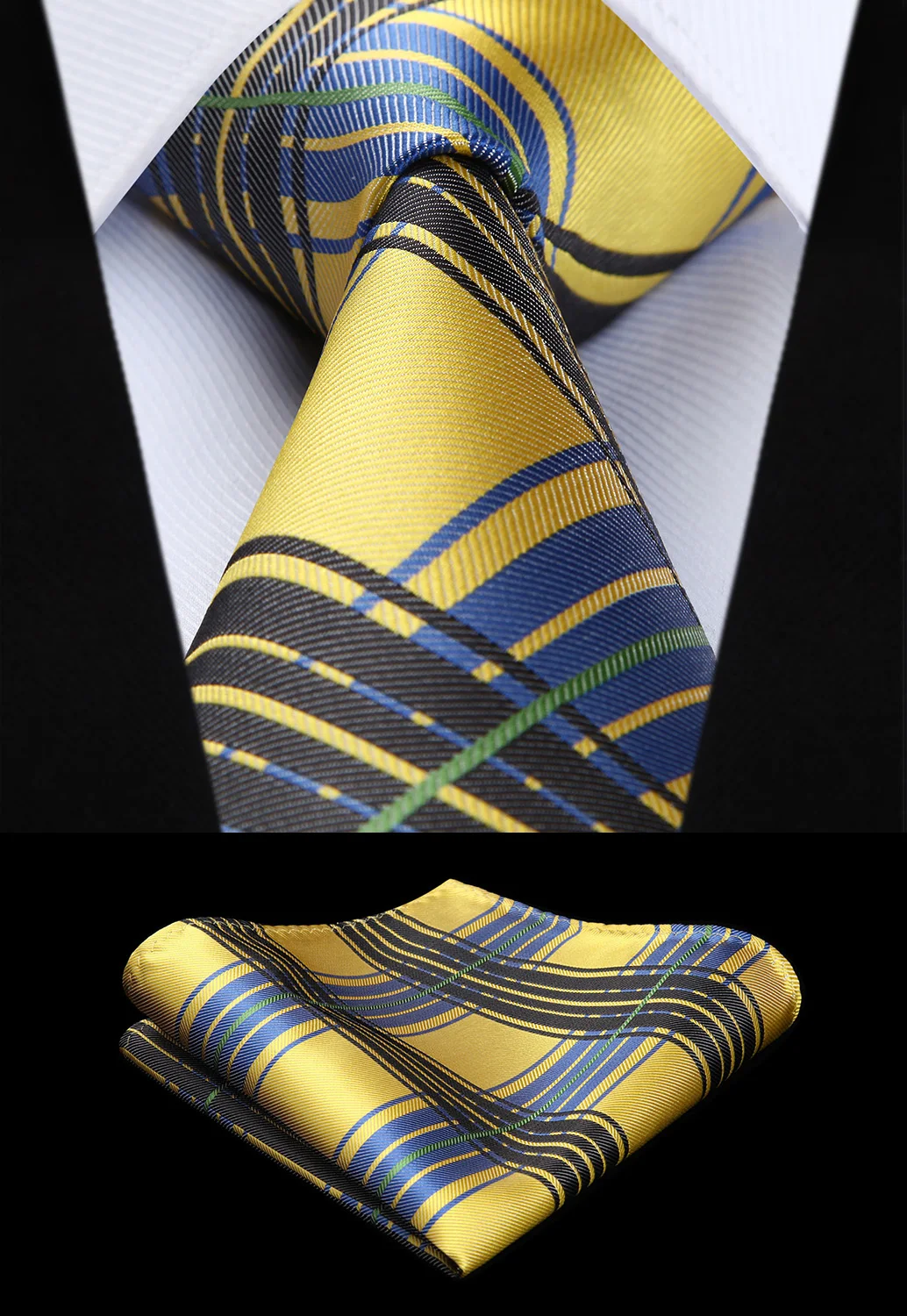 New Plaid Check Yellow Black Color Mens Tie Woven Silk Necktie Handkerchief Set TC928Y8S
New Plaid Check Yellow Black Color Mens Tie Woven Silk Necktie Handkerchief Set TC928Y8S
