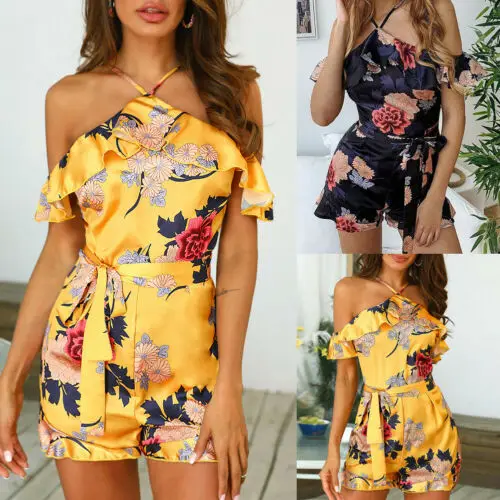 Fashion Women Clubwear Holiday Summer Floral print Off Shoulder Bandage Boho Mini Playsuit Romper Beach Shorts Playsuits
Fashion Women Clubwear Holiday Summer Floral print Off Shoulder Bandage Boho Mini Playsuit Romper Beach Shorts Playsuits