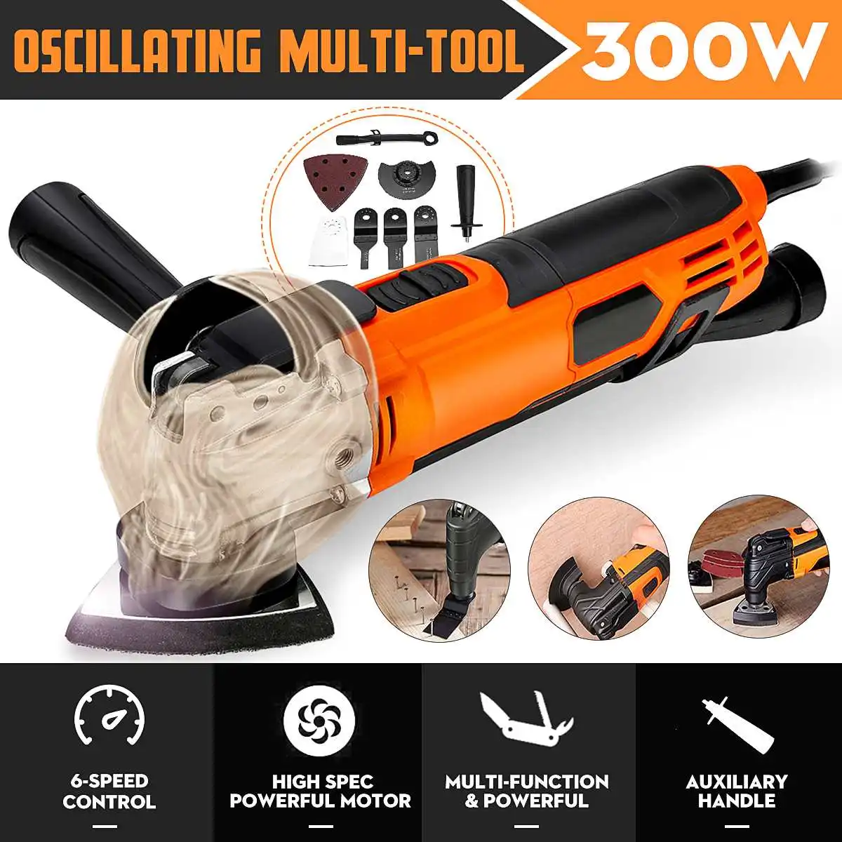 New 300W Oscillating Tool Electric Multi-function Variable Speed Multi Saw Blade KIT Trimming Machine Woodworking Set
New 300W Oscillating Tool Electric Multi-function Variable Speed Multi Saw Blade KIT Trimming Machine Woodworking Set