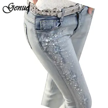 Women's jeans pencil leg pants Jeans for women light blue rhinestones jeans women
Women's jeans pencil leg pants Jeans for women light blue rhinestones jeans women