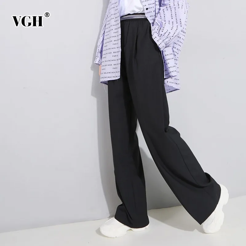 VGH Spring Trousers For Women Pant Elastic High Waist Letter Sashes Loose Oversize Black Wide Leg Pants 2019 Fashion Korean New
VGH Spring Trousers For Women Pant Elastic High Waist Letter Sashes Loose Oversize Black Wide Leg Pants 2019 Fashion Korean New