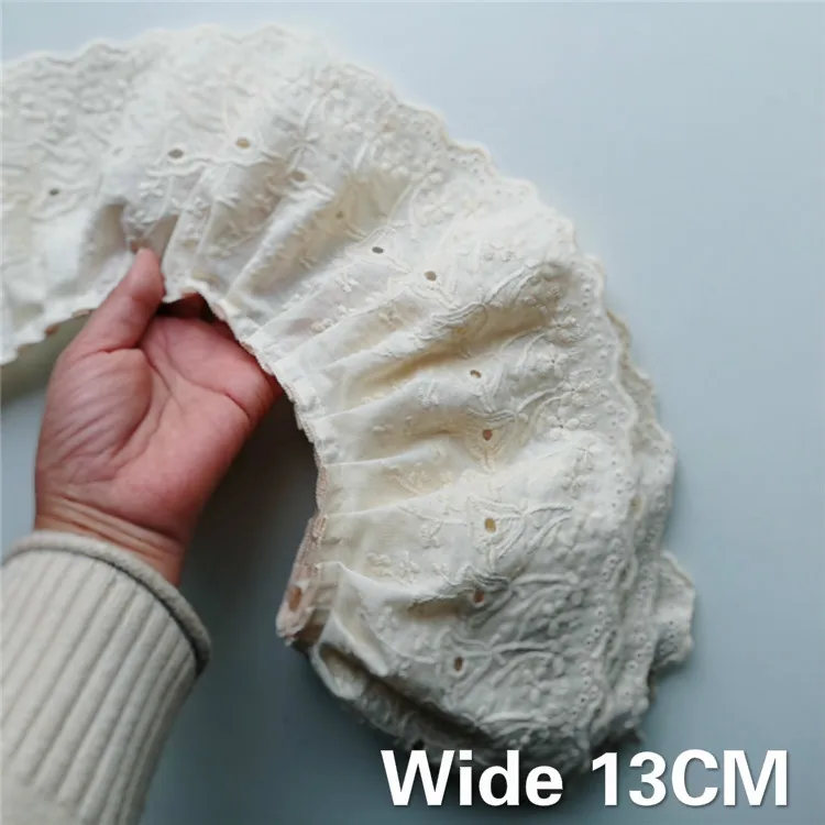 13CM Wide Luxury Pleated 3D Guipure Cotton Lace Ribbon Embroidered Border Lace Ruffle Trim Dresses Curtains DIY Sewing Supplies
13CM Wide Luxury Pleated 3D Guipure Cotton Lace Ribbon Embroidered Border Lace Ruffle Trim Dresses Curtains DIY Sewing Supplies