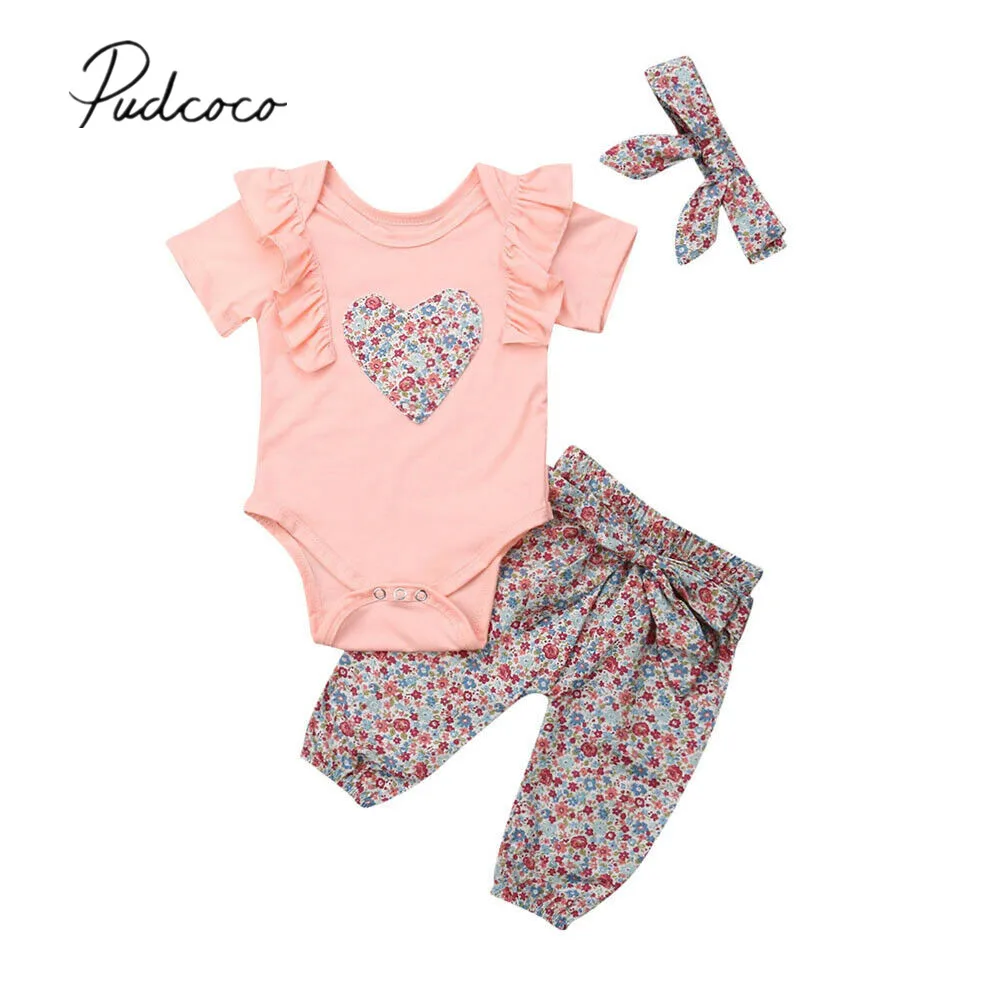 2019 Children Summer Clothing Kids Baby Girls Clothes 3pcs Sets Cotton Ruffles Pink Romper+Floral Long Pants+Headband Outfits
2019 Children Summer Clothing Kids Baby Girls Clothes 3pcs Sets Cotton Ruffles Pink Romper+Floral Long Pants+Headband Outfits