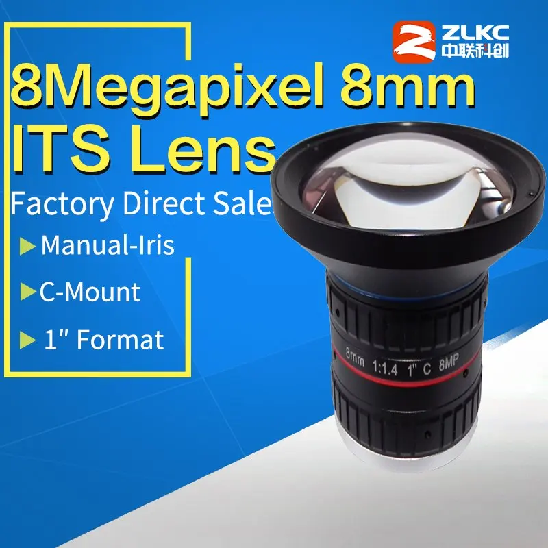 8.0Mega Pixel C Mount 8mm 1" F1.4 ITS Correction fixed focal length lenses Industrial camera manual Iris CCTV Lens
8.0Mega Pixel C Mount 8mm 1" F1.4 ITS Correction fixed focal length lenses Industrial camera manual Iris CCTV Lens