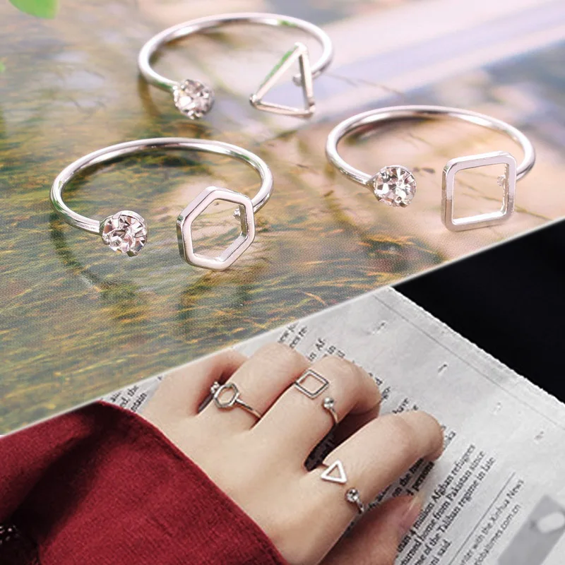 1PC Geometry Temperament Popular Trendy Geometry Opening Simple Girls Crystal Triangle Square Polygon Women Ring
1PC Geometry Temperament Popular Trendy Geometry Opening Simple Girls Crystal Triangle Square Polygon Women Ring