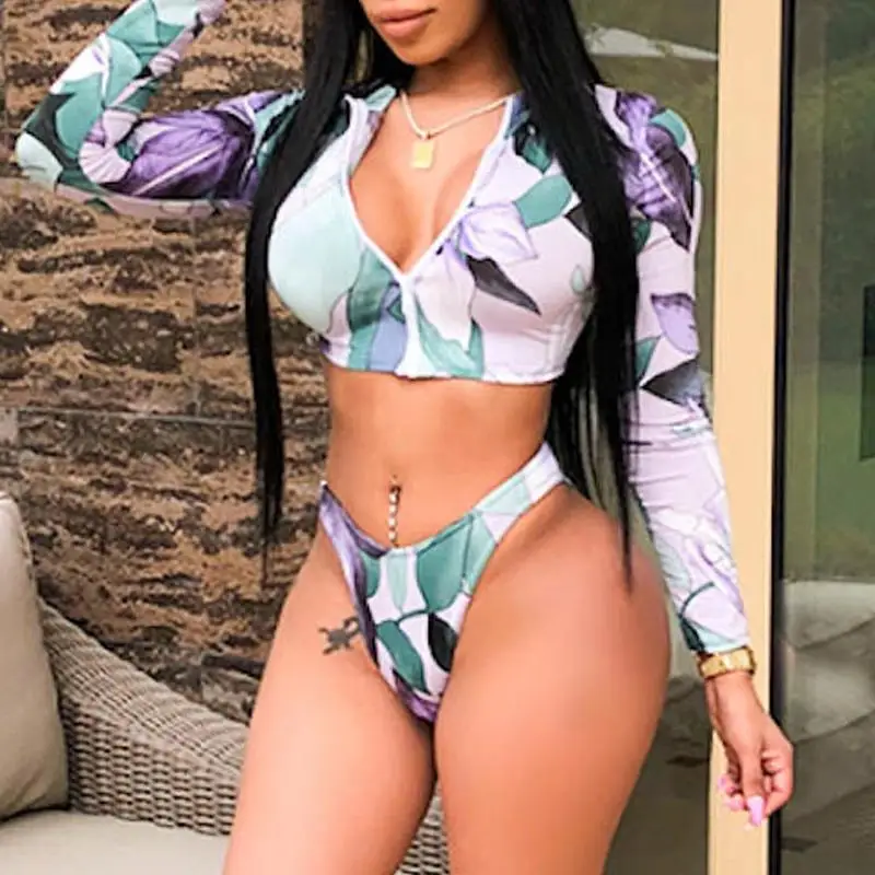 Aartiee Zipper swimsuit female bathers Long sleeve crop top print sexy bikini 2019 Plus size swimwear women biquini bathing suit
Aartiee Zipper swimsuit female bathers Long sleeve crop top print sexy bikini 2019 Plus size swimwear women biquini bathing suit