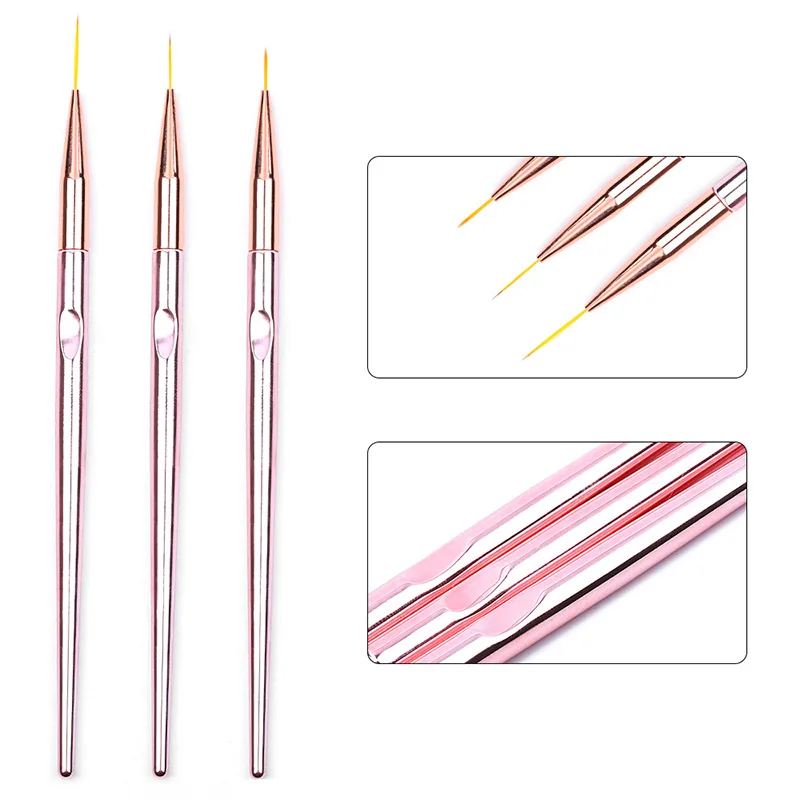 3Pcs Rose Gold Nail Art Line Painting Flower Line Stripe Brushes Metal Handle Thin Liner Drawing Pen Manicure Tools
3Pcs Rose Gold Nail Art Line Painting Flower Line Stripe Brushes Metal Handle Thin Liner Drawing Pen Manicure Tools