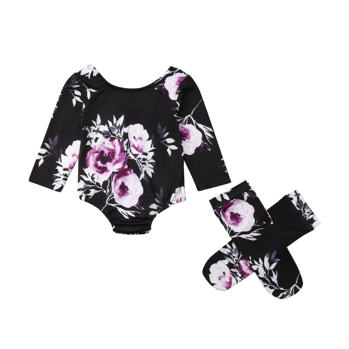 

Newborn Infant Baby Girl Floral Print Bodysuit Jumpsuit Long Sleeve Bodysuits Playsuit Leg Warmer Clothes Outfit