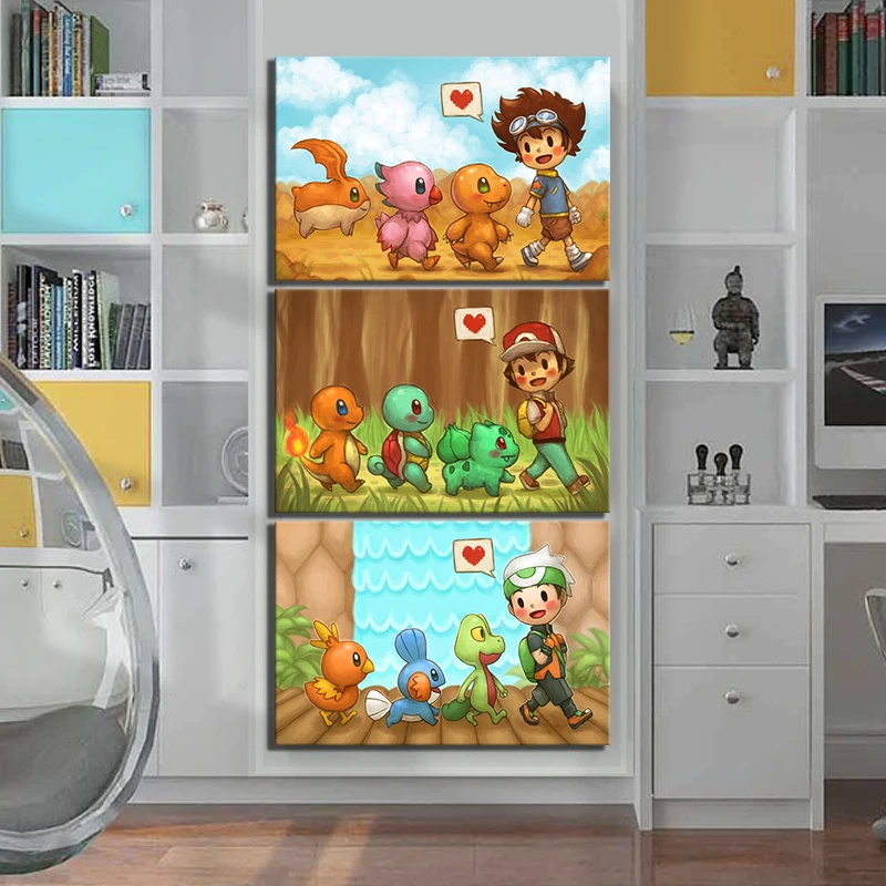 3 Piece Cartoon Wall Stickers Pokemon Pocket Monster Digimon Monster Anime Poster Canvas Paintings for Children Room Wall Decor
3 Piece Cartoon Wall Stickers Pokemon Pocket Monster Digimon Monster Anime Poster Canvas Paintings for Children Room Wall Decor