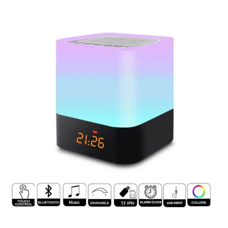 Mini Wireless Bluetooth Speaker Color Changing LED Touch sensor Loudspeaker with Night Lights Alarm Clock Music Player Speaker
Mini Wireless Bluetooth Speaker Color Changing LED Touch sensor Loudspeaker with Night Lights Alarm Clock Music Player Speaker