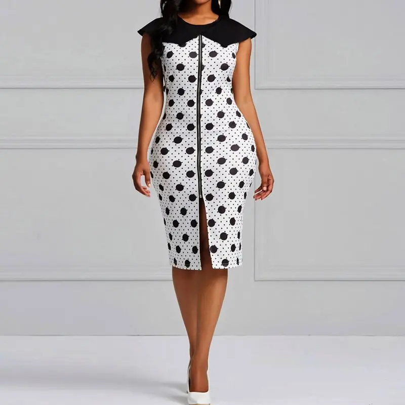 Summer Simple Women Dresses Casual Elegant Sexy Peter pan Collar Office Lady Aline Zipper Dots Zipper Female Fashion Long Dress
Summer Simple Women Dresses Casual Elegant Sexy Peter pan Collar Office Lady Aline Zipper Dots Zipper Female Fashion Long Dress