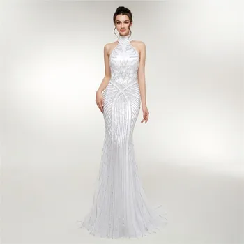 Backlakegirls Newest Style White Long Mermaid Evening Dresses Floor-length Beading Sequined Halter Trumpet Evening Gown
Backlakegirls Newest Style White Long Mermaid Evening Dresses Floor-length Beading Sequined Halter Trumpet Evening Gown