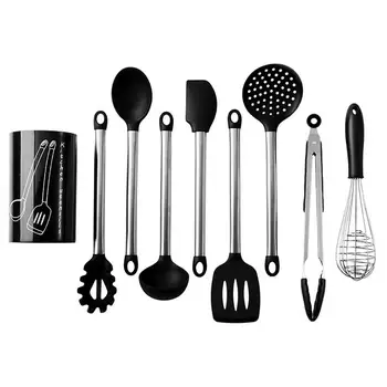 9pcs/set Kitchen Utensils Set Silicone Cooking Utensil Non-stick Spatula Ladle Slotted Spoon Tongs Pasta Fork Cooking Tools
9pcs/set Kitchen Utensils Set Silicone Cooking Utensil Non-stick Spatula Ladle Slotted Spoon Tongs Pasta Fork Cooking Tools