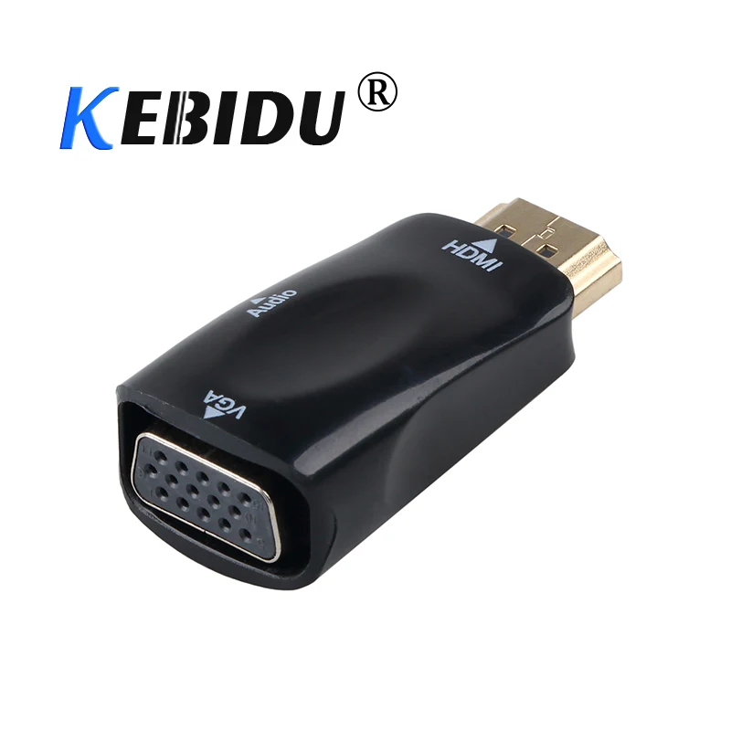 Переходник KEBIDU 1080P HDMI-совместимый с VGA штекер-гнездо 3 5 мм аудиокабель для